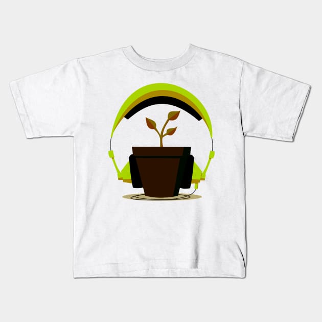 Plants need music too Kids T-Shirt by reptilefingers